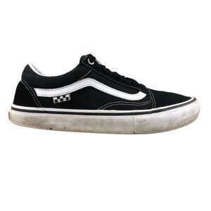 Vans Men's Size 7.5 Old Skool Black White Lace-Up Low Top Skate Sneakers FAIR